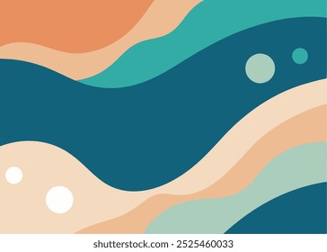 Abstract wavy design featuring calming ocean-themed colors in blue, green, and beige. Perfect for branding, social media, or any project needing a serene aesthetic.