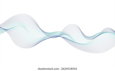 Abstract wavy design with soft blue gradients.Dynamic blue wave illustration with gentle curves.