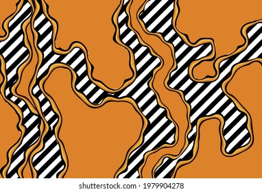 Abstract wavy with diagonal stripes pattern on a orange background. EPS10 Illustration.