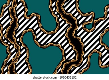 Abstract wavy with diagonal stripes pattern on a green background. EPS10 Illustration.