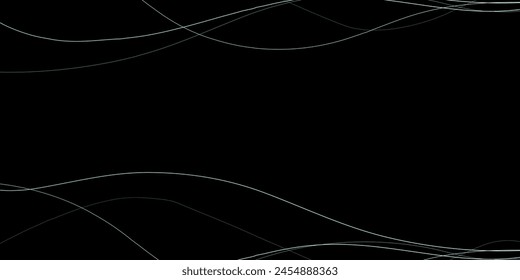 Abstract wavy dynamic blue green violet light lines curve banner on black background in concept technology, neural network, neurology, science, music, neon light