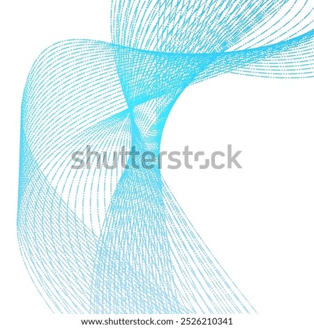 Abstract wavy dynamic blue green violet light lines curve banner on black background in concept technology, neural network, neurology, science, music, neon light