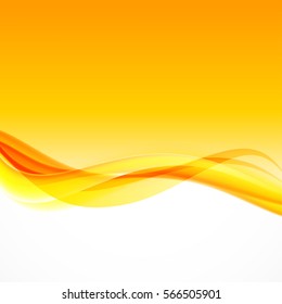 Abstract wavy dynamic design background with orange and yellow curved lines in smooth style. Vector illustration