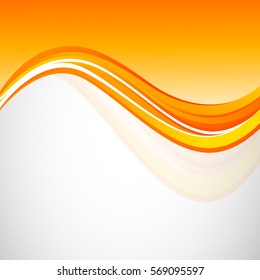 Abstract wavy dynamic design background with orange elegant bent lines in smooth style. Vector illustration