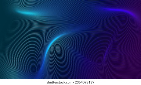 abstract wavy dynamic glowing lines background, science tech digital decorative background