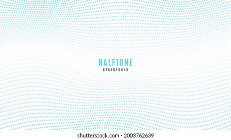 Abstract Wavy Dynamic Line Dot Background. Modern Minimal Blue Halftone Design.