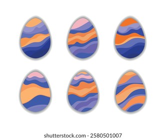 Abstract Wavy Easter Egg Set
