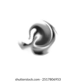 Abstract wavy element with grainy effect isolated on white background. Dot pattern. Noise dust texture. u2k. Grunge. Pointillism. Retro graphic design element. Vector illustration.