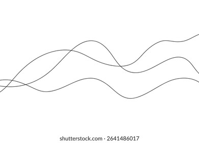 Abstract wavy endless lines on a white background. Modern minimalistic background, vector. Fine lines with curves for decoration, design, banner, background. Background drawing with waves