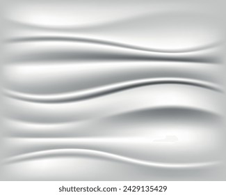 Textura de lujo de tela ondulada abstracta, fondo de tela de seda blanca con textura de onda suave y lisa para fondo de pancarta, cortina de tela de satén suave y realista 3d Ilustración