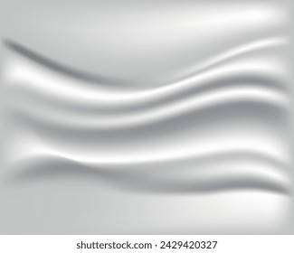 Abstract wavy fabric luxury texture, white silk fabric background with soft and smooth wave texture for banner background,  smooth satin cloth drapery and realistic 3d Illustration