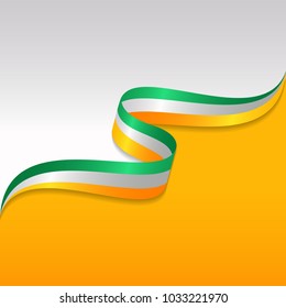 Abstract wavy flag of the Ireland with ribbon style. Background Template. Eps 10 Vector.
