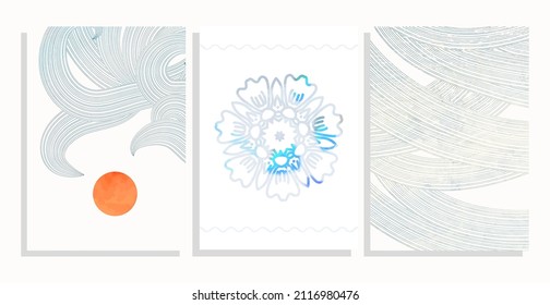 abstrakter, floraler Vektorgrafik-Decksatz