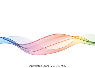 Abstract wavy flow of multicolored wave on a white background, rainbow wavy lines.