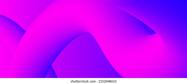 Abstract wavy fluid 3d shape with bright pink and purple colors gradient in futuristic simple minimal modern style, dynamic motion. Vector illustration background.