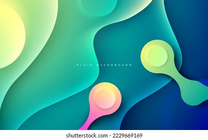 Abstract wavy fluid blue and green gradient background