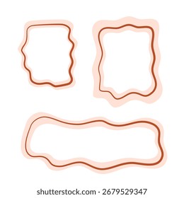 Abstract wavy frame vector set. Hand drawn border collection with irregular shapes, playful outlines, and modern minimalist design. Perfect for labels, decoration, notes, or social media templates.
