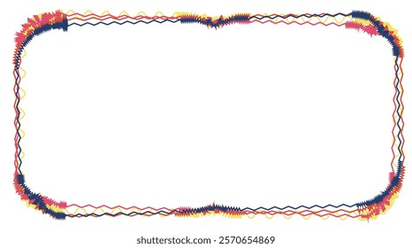 Abstract Wavy Frame with Zigzag Edges, Multi-Colored Border for Graphic Design or Presentation Template, Modern Geometric Art Element