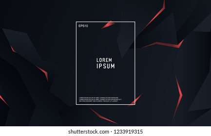 Abstract wavy geometric background. Trendy gradient dark black red shapes composition. Modern vector camouflage design illustration