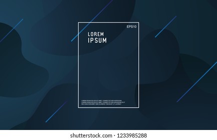 Abstract wavy geometric background. Trendy gradient dark blue shapes composition. Minimal modern design. Landing page template. Vector illustration. Eps10
