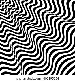 Abstract wavy geometric black pattern on white background. Vector illustration.