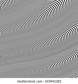 Abstract wavy geometric black pattern on white background. Vector illustration.