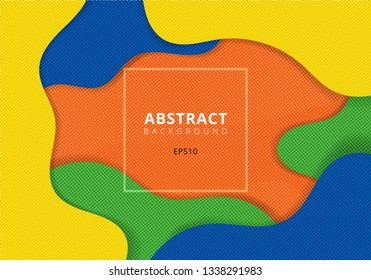 Abstract wavy geometric dynamic 3D colorful background with halftone texture. Trendy gradient fluid shapes composition modern concept. Vector illustration