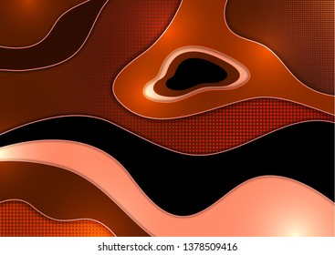 Abstract wavy geometric dynamic 3D colorful background with halftone texture. A trendy fluid gradient forms the composition of a modern concept. Vector illustration