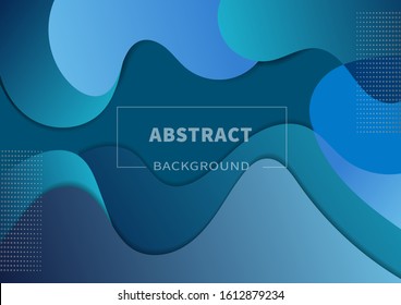 Abstract wavy geometric dynamic 3D blue tone background. Trendy gradient fluid shapes composition modern concept. For design, flyer, text. Vector strationillustration