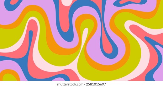 Abstract Wavy Geometric Y2k Texture Vector Design. Cool Trendy Groovy Curvy Pattern. Psychedelic Trippy Liquid Colorful Backdrop.