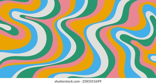 Abstract Wavy Geometric Y2k Texture Vector Design. Cool Trendy Groovy Curvy Pattern. Psychedelic Trippy Liquid Colorful Backdrop.