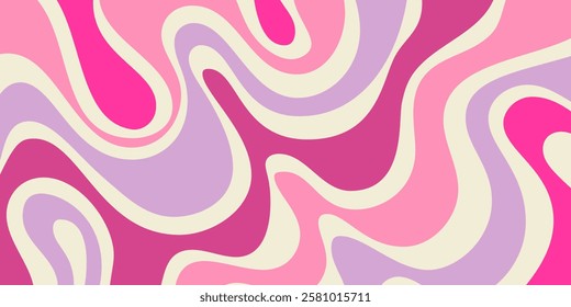 Abstract Wavy Geometric Y2k Texture Vector Design. Cool Trendy Groovy Curvy Pattern. Psychedelic Trippy Liquid Colorful Backdrop.