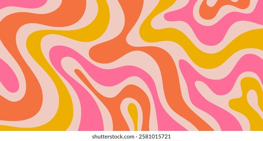 Abstract Wavy Geometric Y2k Texture Vector Design. Cool Trendy Groovy Curvy Pattern. Psychedelic Trippy Liquid Colorful Backdrop.