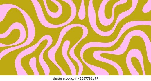 Abstract Wavy Geometric Y2k Texture Vector Design. Cool Trendy Groovy Curvy Pattern. Psychedelic Trippy Liquid Colorful Backdrop.