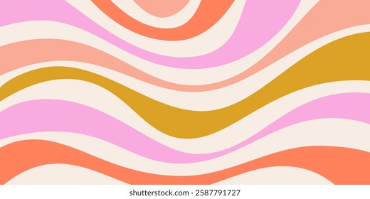 Abstract Wavy Geometric Y2k Texture Vector Design. Cool Trendy Groovy Curvy Pattern. Psychedelic Trippy Liquid Colorful Backdrop.