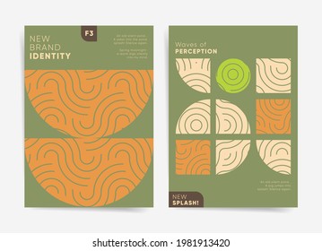 Afiche de geometría ondulada abstracta o plantilla de portada de libro. Diseño de presentación con ondas y formas geométricas. Arte moderno para un diseño moderno. Geometría japonesa en conjunto de fondo de formas abstractas.