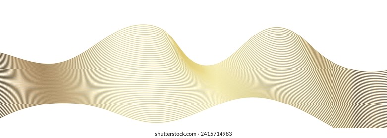 abstract wavy gold lines on transparent background