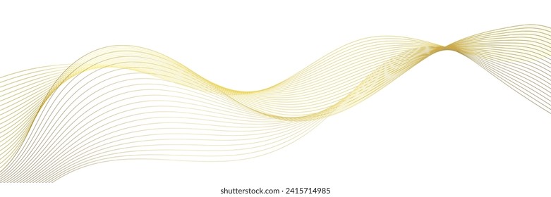 abstract wavy gold lines on transparent background