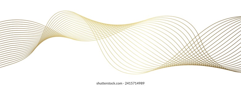 líneas de oro onduladas abstractas sobre fondo transparente