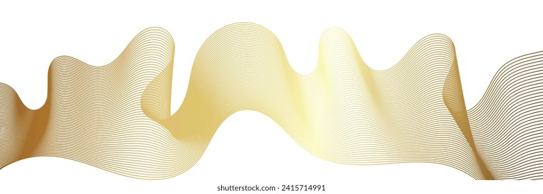líneas de oro onduladas abstractas sobre fondo transparente