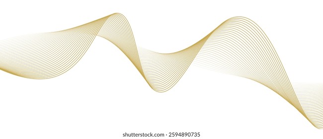 abstract wavy gold lines on transparent background