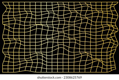 Abstract wavy golden wireframe icon on a dark background, easily editable icon wireframe, vector art illustration