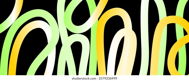 Abstract wavy gradient background. Green trendy flow neon wallpaper, graffiti, squiggle. Fluid backdrop, liquid, motion graphic. Light green and yellow gradient vector.