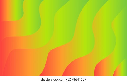 Abstract Wavy Gradient Background in Green and Orange Tones vector illustration
