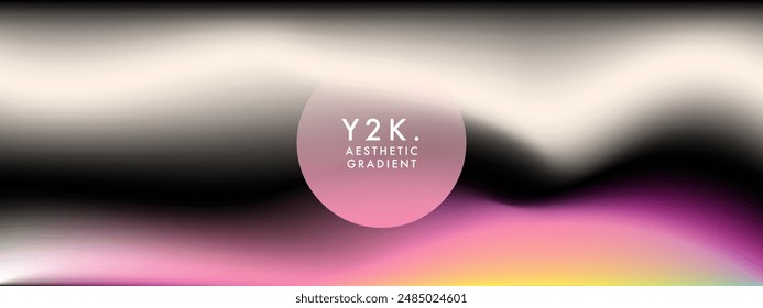 Abstract wavy gradient blurred background. Vector wide horizontal abstract minimal duotone backdrop template. Striped saturated vivid color blend. Modern design template for poster, ad, banner, flyer