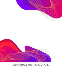 Abstract wavy gradient business corner border on white background