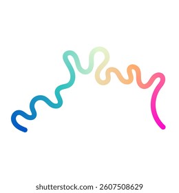 Abstract wavy gradient lines with fluid ribbon shapes, colorful 3D pattern, geometric and organic design elements. Flat vector illustration isolated on white background.