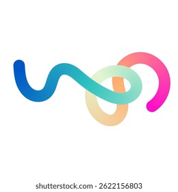 Abstract wavy gradient lines with fluid ribbon shapes, colorful 3D pattern, geometric and organic design elements. Flat vector illustration isolated on white background.