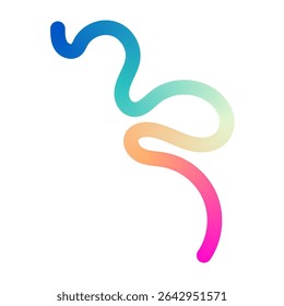 Abstract wavy gradient lines with fluid ribbon shapes, colorful 3D pattern, geometric and organic design elements. Flat vector illustration isolated on white background.