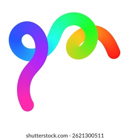 Abstract wavy gradient lines with playful squiggle shapes, colorful ribbon elements, geometric doodle pattern, and fluid 3D design. Flat vector illustration isolated on white background.